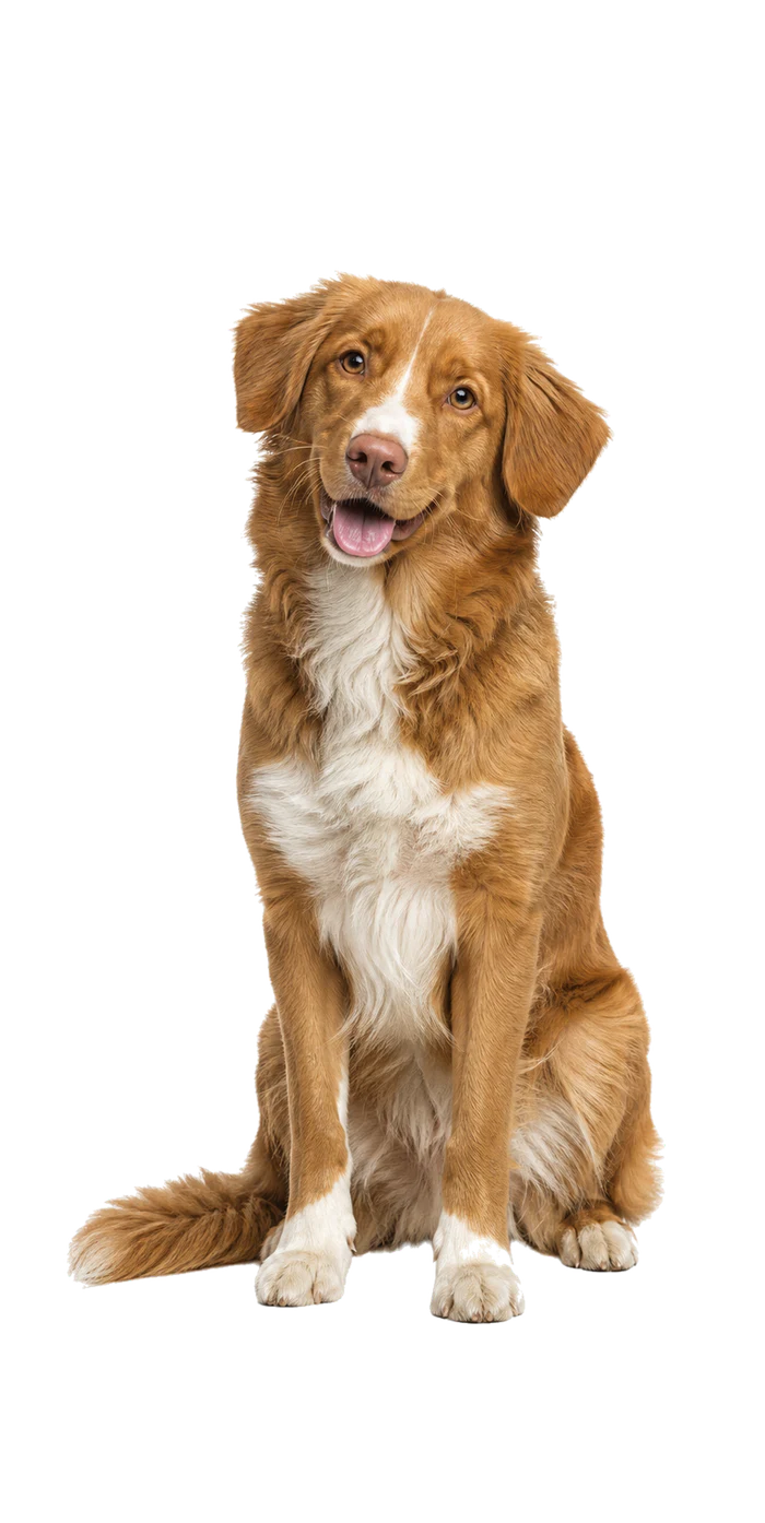A friendly dog sitting in the coworking space